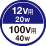 12V�p20W�^100V�p40W